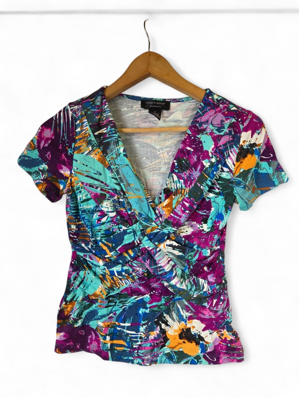 Cable & Gauge Multicolor Abstract Patterned Top Size XSP